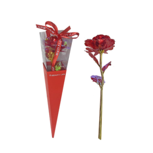 Διακοσμητικό τριαντάφυλλο σε κουτί με φως 42cm  Άγιος Βαλεντίνος 0988-8 Κόκκινο