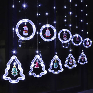 Χριστουγεννιάτικη Κουρτίνα Led 3Μ με 10 Φωτιζόμενα Διάφανα Πλαστικά Αστέρια και Δεντράκια