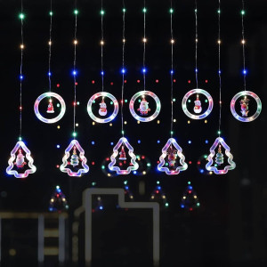 Χριστουγεννιάτικη Κουρτίνα Led 3Μ με 10 Φωτιζόμενα Διάφανα Πλαστικά Αστέρια και Δεντράκια