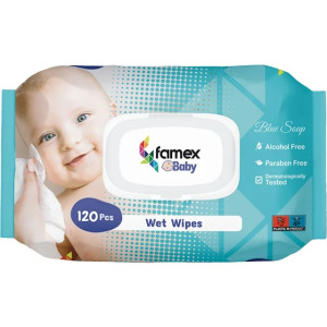 Famex Blue Soap Μωρομάντηλα χωρίς Οινόπνευμα & Parabens 120τμχ