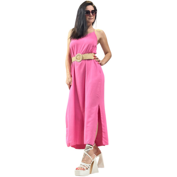 Γυναικείο φόρεμα Maxi All Day με Τιράντα Mohicans 309 Ροζ