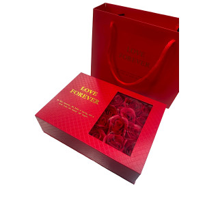 Μπουκέτο από Τεχνητά Λουλούδια Τριαντάφυλλο σε Κουτί 82302-1 Κόκκινο 