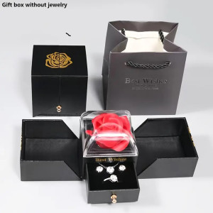 Κουτί με Τριαντάφυλλο Κόκκινο σε Θήκη Κοσμήματος Αγ Βαλεντίνου 82307-1 Μαύρο