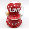 RedRoss Snow Globe Κόκκινη Καρδιά Μεγάλες Νιφάδες Μαγική Πολυρεζίνη Ting Ting Μιούζικαλ Περιστρεφόμενη 16cm Δεν χρειάζεται μπαταρία 82325 Κόκκινο