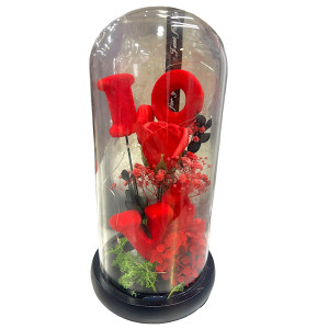 Rose βάζο ομορφιά επιτραπέζιο λαμπτήρα κόκκινο τριαντάφυλλο με ελαφρύ γυάλινο θόλο Love λογότυπο του Αγίου Βαλεντίνου "Δώρο ημέρας 82632 Κόκκινο