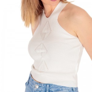 WOMAN SLEEVE CROP TOP MOHICANS 8330.WHITE