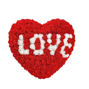 Καρδούλα από Τεχνητά Τριαντάφυλλα Love Λευκό 33cm 95568 Κόκκινο