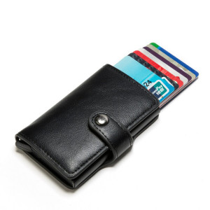Mohicans Slimwallet Original Δερμάτινο Ανδρικό Πορτοφόλι Καρτών με RFID και Μηχανισμό Slide CC-54 Μπλε