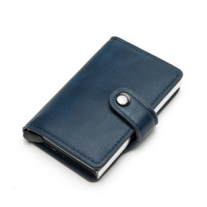 Mohicans Slimwallet Original Δερμάτινο Ανδρικό Πορτοφόλι Καρτών με RFID και Μηχανισμό Slide CC-54 Μπλε