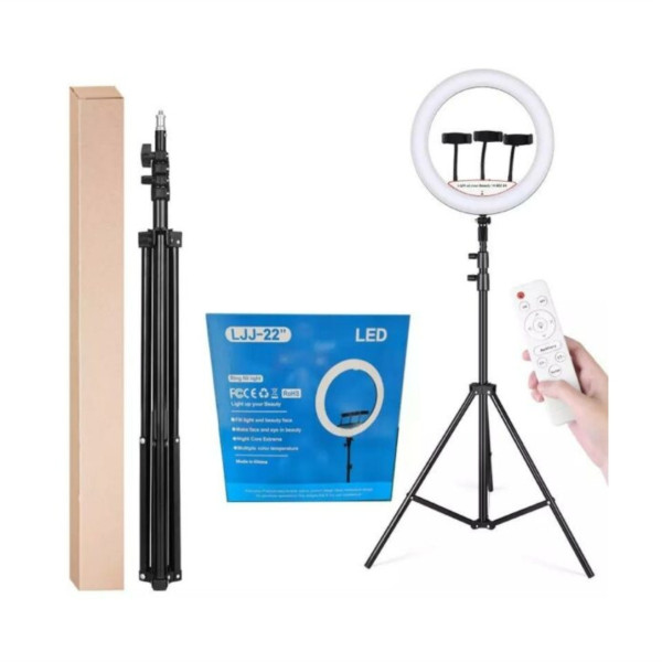 Ring Light 56cm 22” 3200K-6000K με Τρίποδο Δαπέδου 80cm-200cm  και Βάση για Κινητό CXB-480 Μαύρο