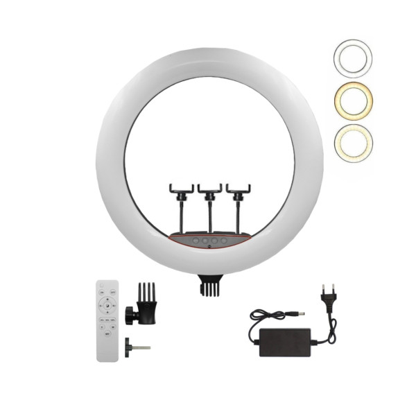 Ring Light 56cm 22” 3200K-6000K με Τρίποδο Δαπέδου 80cm-200cm  και Βάση για Κινητό CXB-480 Μαύρο