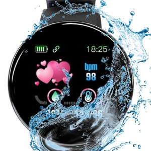 D18 Smartwatch με Παλμογράφο Μαύρο