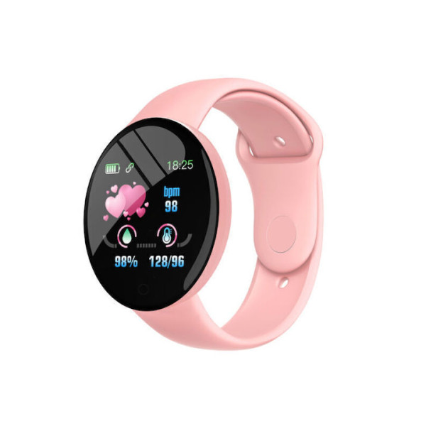 D18 Smartwatch με Παλμογράφο Ροζ