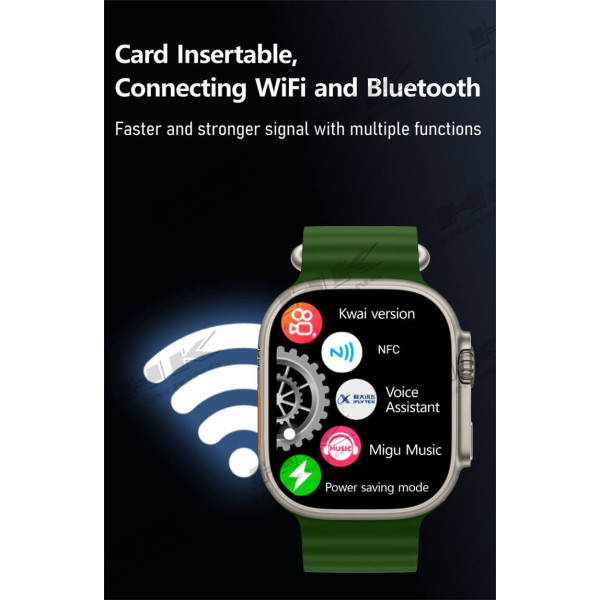 HK Ultra One Smartwatch 4G+5G Πλήρης Κάρτα Δικτύου 2.02 AMOLED Screen Multiple Positioning Ditinerations Πορτοκαλί