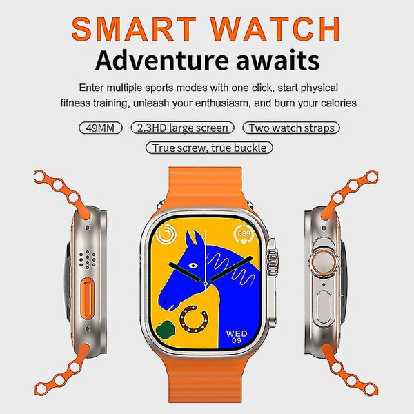 Smartwatch Qian I20 Ultra Max 2,3" 49 χιλιοστών + Bluetooth HandsFree  Δώρο + τζαμάκι προστατευτικό Ασύρματη φόρτιση Αδιάβροχο 10 +1 σετ ανδρικό γυναικείο  μαύρο