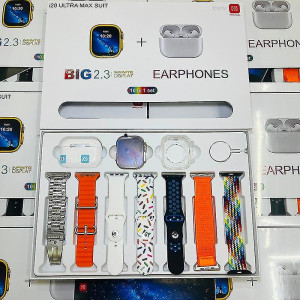 Smartwatch Qian I20 Ultra Max 2,3" 49 χιλιοστών + Bluetooth HandsFree  Δώρο + τζαμάκι προστατευτικό Ασύρματη φόρτιση Αδιάβροχο 10 +1 σετ ανδρικό γυναικείο  Ασημί
