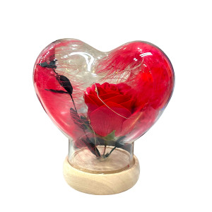 Rose βάζο ομορφιά επιτραπέζιο λαμπτήρα κόκκινο τριαντάφυλλο με ελαφρύ γυάλινο θόλο καρδούλα του Αγίου Βαλεντίνου "Δώρο ημέρας 82629 Κόκκινο