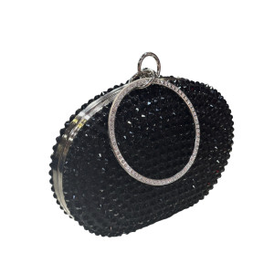 Clutch Τσάντα χειρός με Glitter και Strass Mohicans JS-9008 Μαύρο