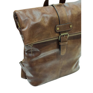 BAG BACKPACK LEATHER MOHICANS PB-878.BROWN