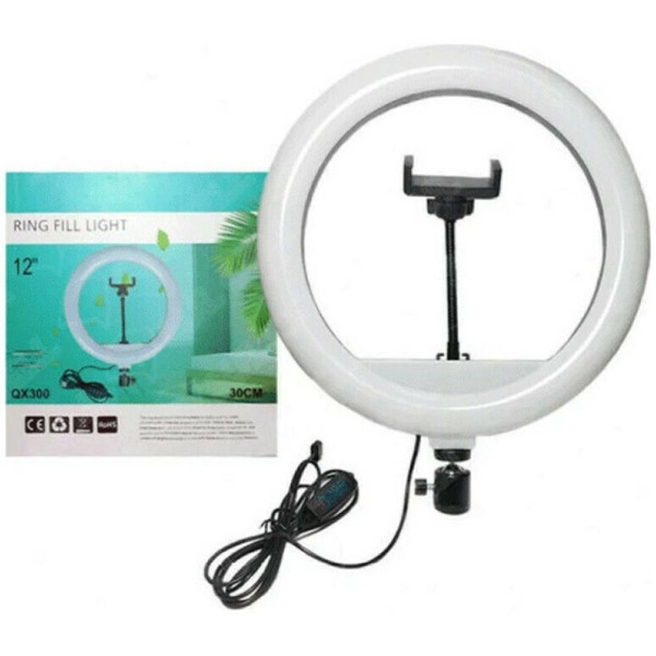 Ring Light 12'' 30cm με βάση για κινητό χωρίς τρίποδο QX300