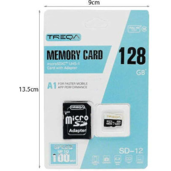 Treqa SD-12 SDHC 128GB Class 10 U1 A1 UHS-I με αντάπτορα