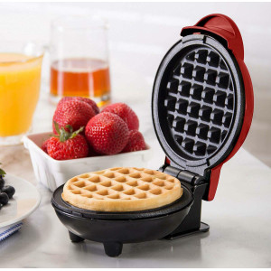 Mini Waffle Maker Βαφλιέρα σε Στρογγυλό Σχήμα 350W SE-33 ΚΟΚΚΙΝΟ