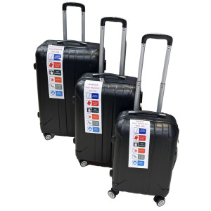 SET OF TRAVEL SUITCASE MOHICANS 3 PIECES ABS SS28QX SET3.BLACK