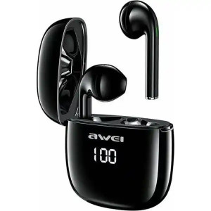 In-ear Bluetooth Handsfree Ακουστικά με Αντοχή στον Ιδρώτα και Θήκη Φόρτισης AWEI T28P ΜΑΥΡΟ