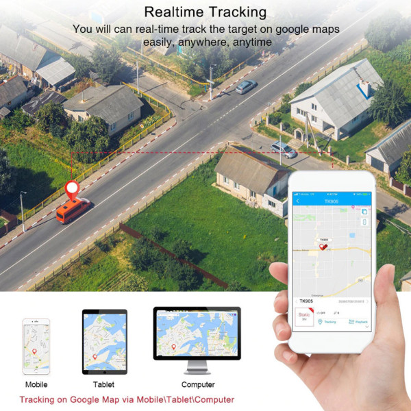 GPS Tracker Επαναφορτιζόμενο Κατάλληλο για Αυτοκίνητα Φορτηγά και Σκάφη 5000mAh TK905 Μαύρο