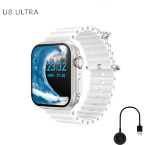 U8 Ultra 45mm Smartwatch με Παλμογράφο Λευκό