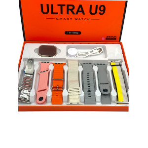 Ultra U9  Smartwatch 7 in 1 Strap Series 9 49mm Screen Ροζ
