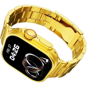 Ultra 8 Gold 24K Gold 49mm Edition-Έξυπνο ρολόι με στενή στεφάνη πλήρους οθόνης/Bluetooth Calling/NFC/Real Turnbuckle Design