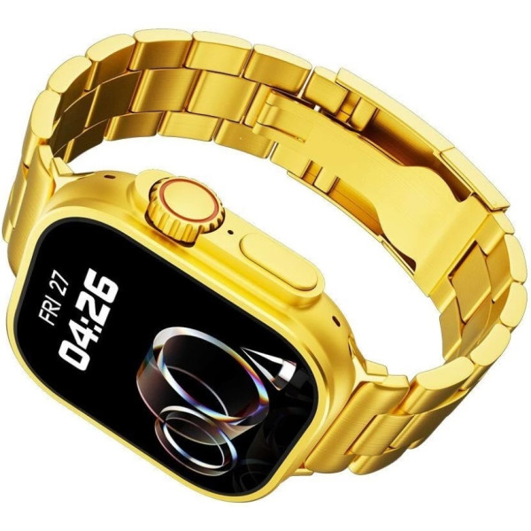 Ultra 8 Gold 24K Gold 49mm Edition-Έξυπνο ρολόι με στενή στεφάνη πλήρους οθόνης/Bluetooth Calling/NFC/Real Turnbuckle Design