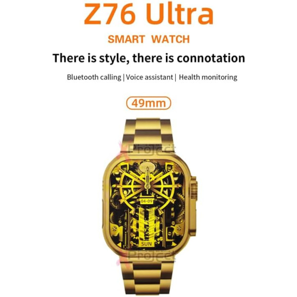 Z76 Ultra  Gold  49mm Έξυπνο ρολόι πλήρους οθόνης/Bluetooth Calling/NFC/Real Turnbuckle Design