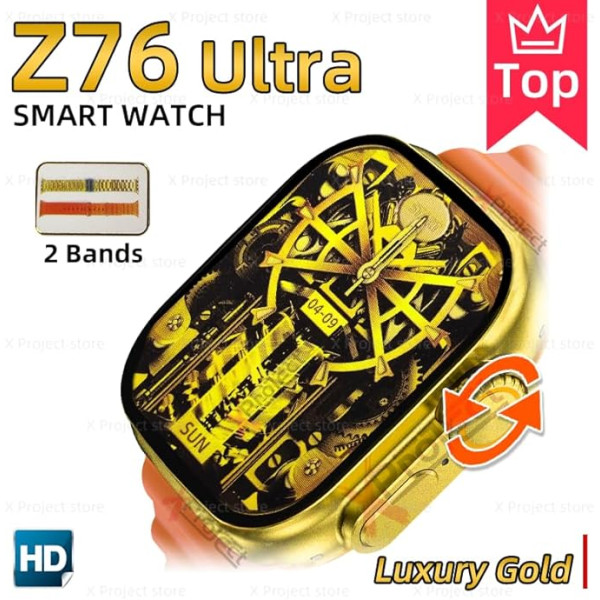 Z76 Ultra  Gold  49mm Έξυπνο ρολόι πλήρους οθόνης/Bluetooth Calling/NFC/Real Turnbuckle Design