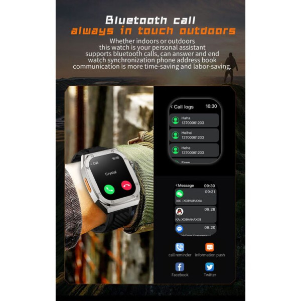 Z79 Max Smartwatch με Παλμογράφο 1 μπρασελέ ανοξείδωτο + 1 λουράκι καουτσούκ Μαύρο