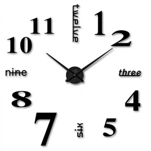 Αυτοκόλλητο ρολόι τοίχου 3D DIY 50-120cm ZH015 Μαύρο