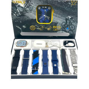 Smartwatch ZT07 Ultra Max 2,20" 49 χιλιοστών + Bluetooth HandsFree  Δώρο + τζαμάκι προστατευτικό Ασύρματη φόρτιση Αδιάβροχο 10 +1 σετ ανδρικό γυναικείο Μπλε
