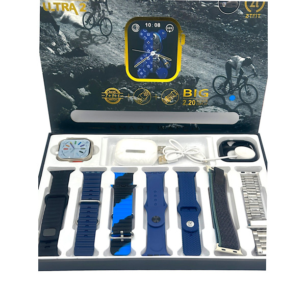 Smartwatch ZT07 Ultra Max 2,20" 49 χιλιοστών + Bluetooth HandsFree  Δώρο + τζαμάκι προστατευτικό Ασύρματη φόρτιση Αδιάβροχο 10 +1 σετ ανδρικό γυναικείο Μπλε