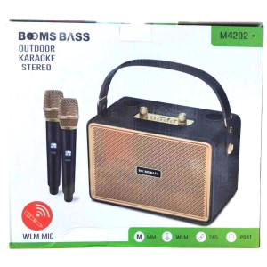 Ηχείο karaoke bluetooth boom bass με 2 μικρόφωνα  M4202+ Καφέ