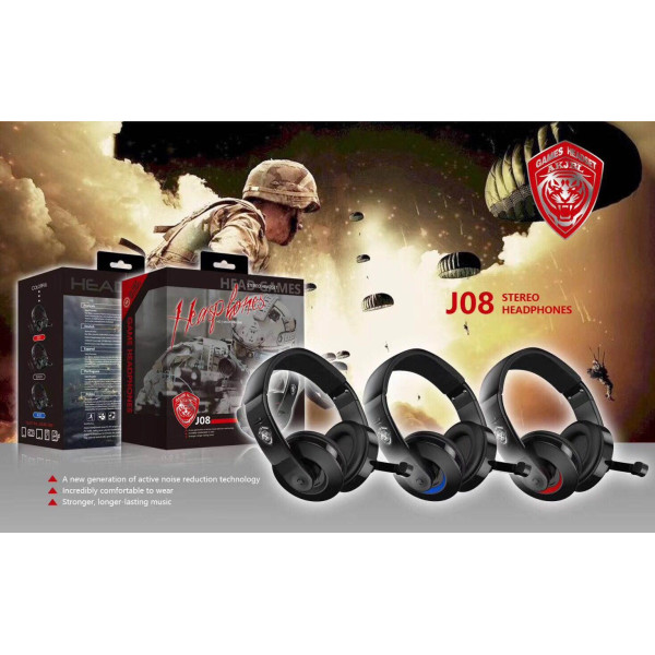 J08 On Ear Gaming Headset με σύνδεση 2x3.5mm / 3.5mm, Μαύρο