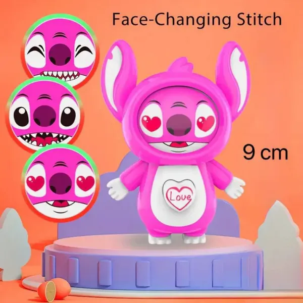 Μπρελόκ Stitch Με Αλλαγή Προσώπων 9,5cm Ροζ MANZ-02-2