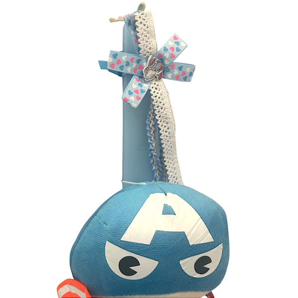 Πασχαλινή λαμπάδα Mohicans με Λούτρινο Captain America 20cm L130 