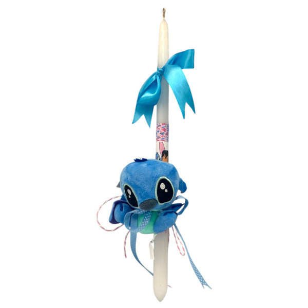 Πασχαλινή λαμπάδα Mohicans με Λούτρινο Disney Stitch 12cm Μπρελόκ L120 Μπλε