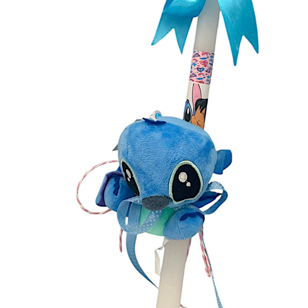 Πασχαλινή λαμπάδα Mohicans με Λούτρινο Disney Stitch 12cm Μπρελόκ L120 Μπλε