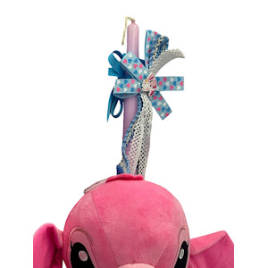 Πασχαλινή λαμπάδα Mohicans με Λούτρινο Disney Stitch 32cm L119 Φούξια