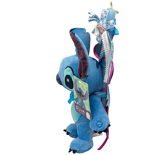 Πασχαλινή λαμπάδα Mohicans με Λούτρινο Disney Stitch Soft με Ήχο  30cm L118 Μπλε