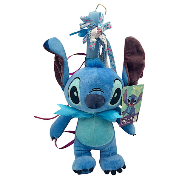 Πασχαλινή λαμπάδα Mohicans με Λούτρινο Disney Stitch Soft με Ήχο  30cm L118 Μπλε