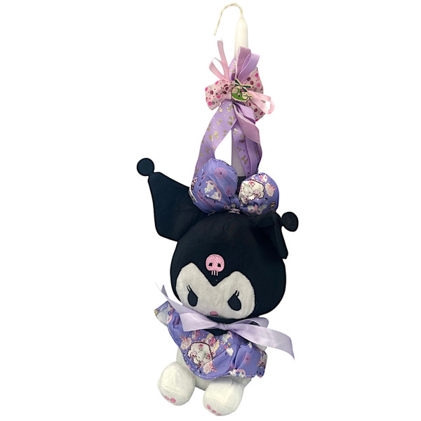 Πασχαλινή λαμπάδα Mohicans με Λούτρινο Sanrio Kuromi Hello Kitty 25cm L122 Μωβ