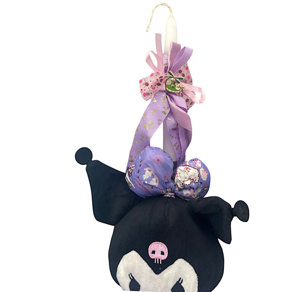 Πασχαλινή λαμπάδα Mohicans με Λούτρινο Sanrio Kuromi Hello Kitty 25cm L122 Μωβ